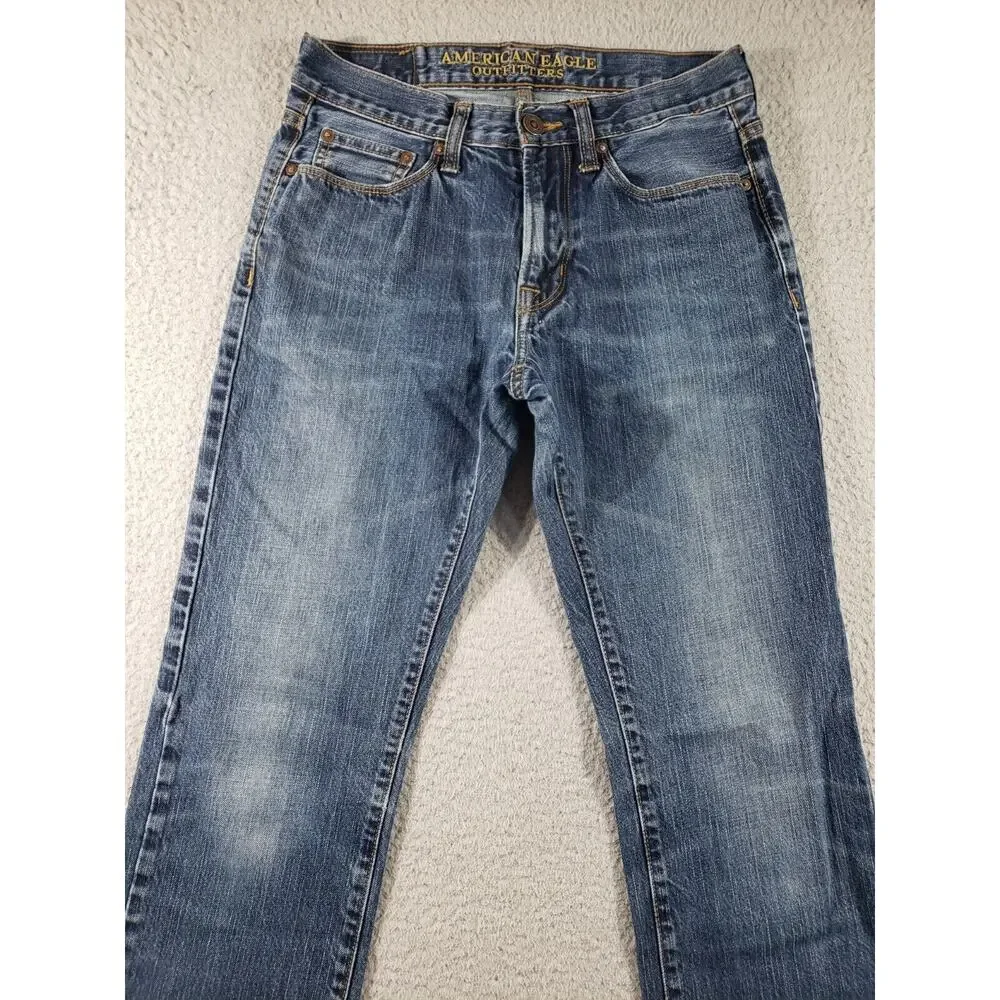 American Eagle Jeans Men's 29x32 *29x31* Slim Straight Blue Denim Cotton Casual